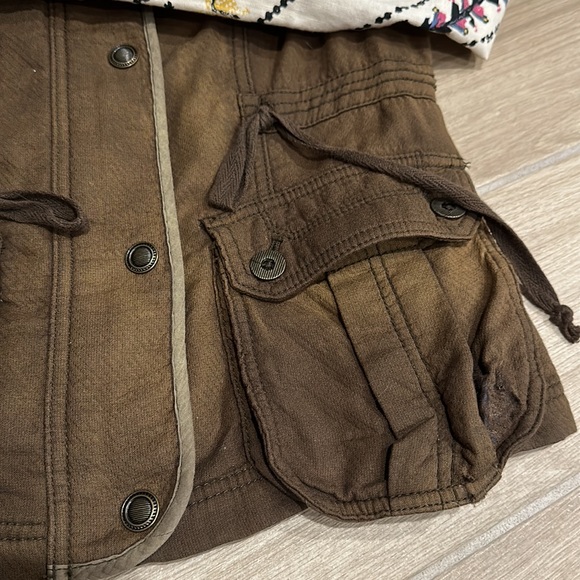 Free People cargo Jacket coat Aztec Tribal print sleeves size XS olive green - Picture 8 of 11